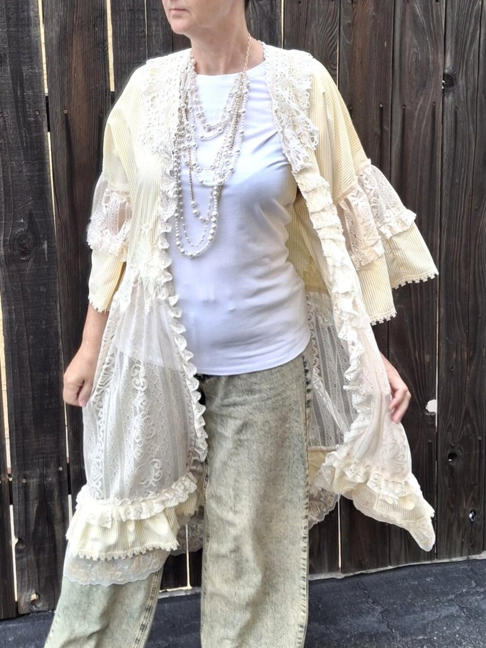 Ensy OOAK Handmade Boho Lace Duster Kimono Midi Cottagecore L